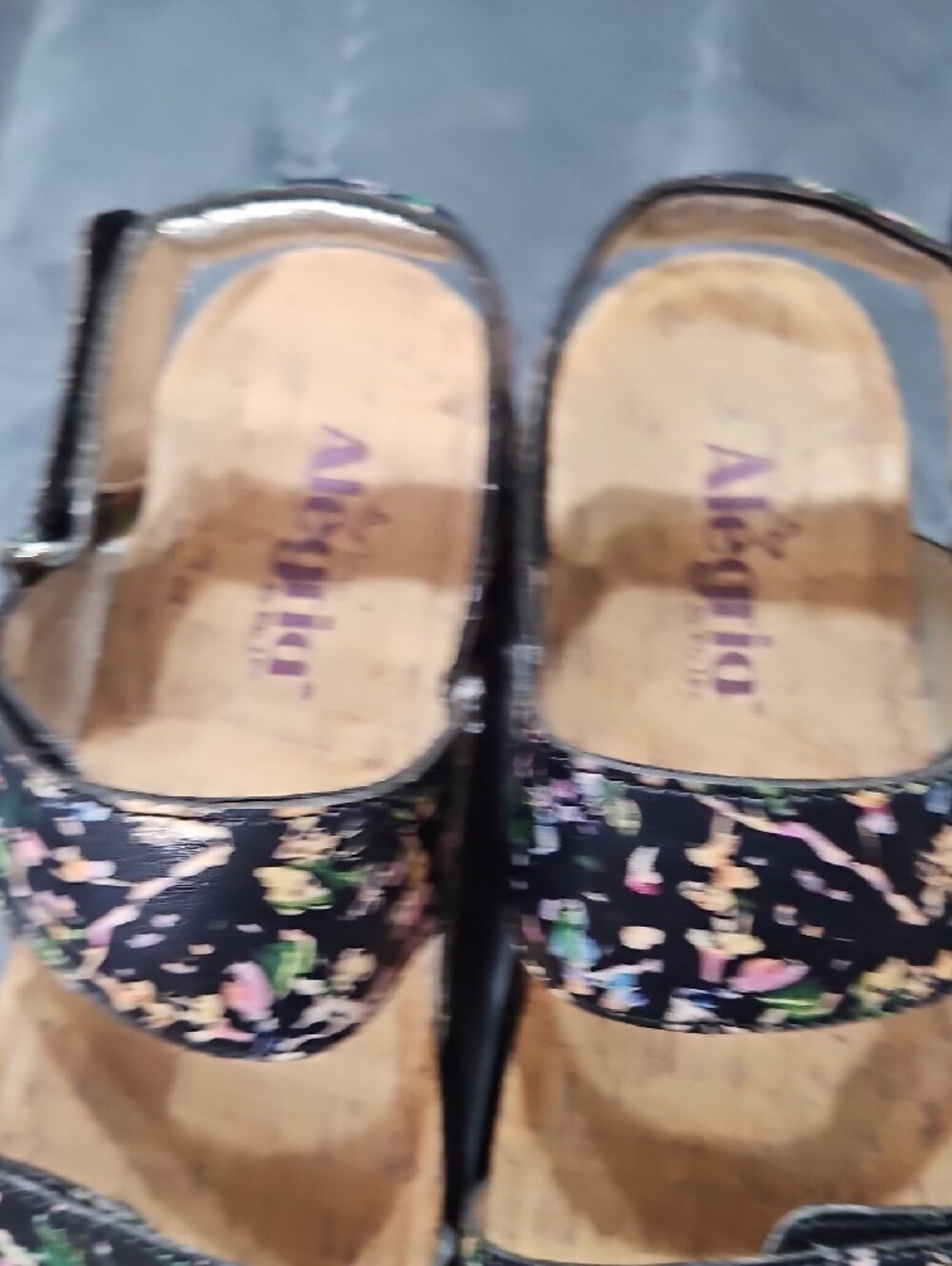 Alegria Navy Floral Slingback Sandals - Picture 2 of 6